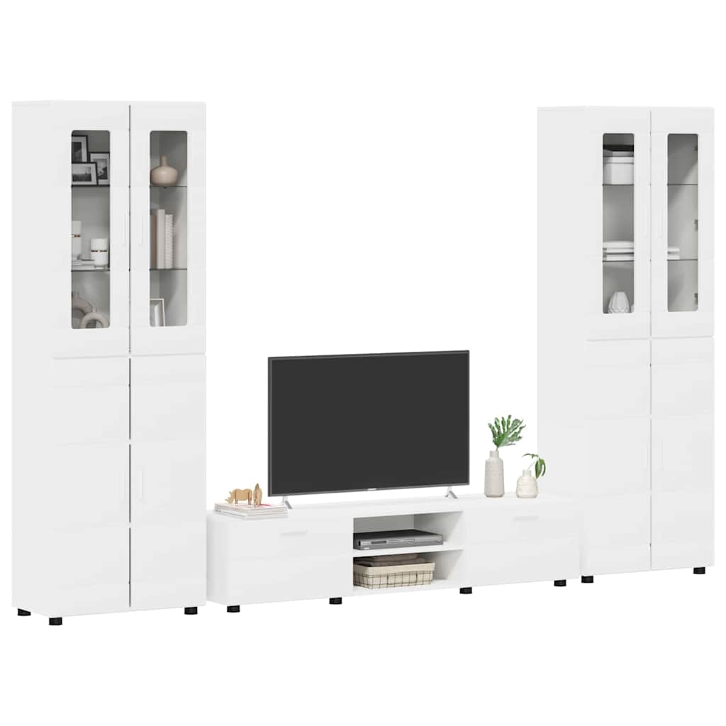 Set mobile TV con porta FLORIN 3 pcs Bianco Legno multistrato