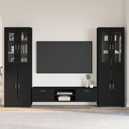 Set mobile TV con cassetto FLORIN 3 pcs Nero Legno multistrato