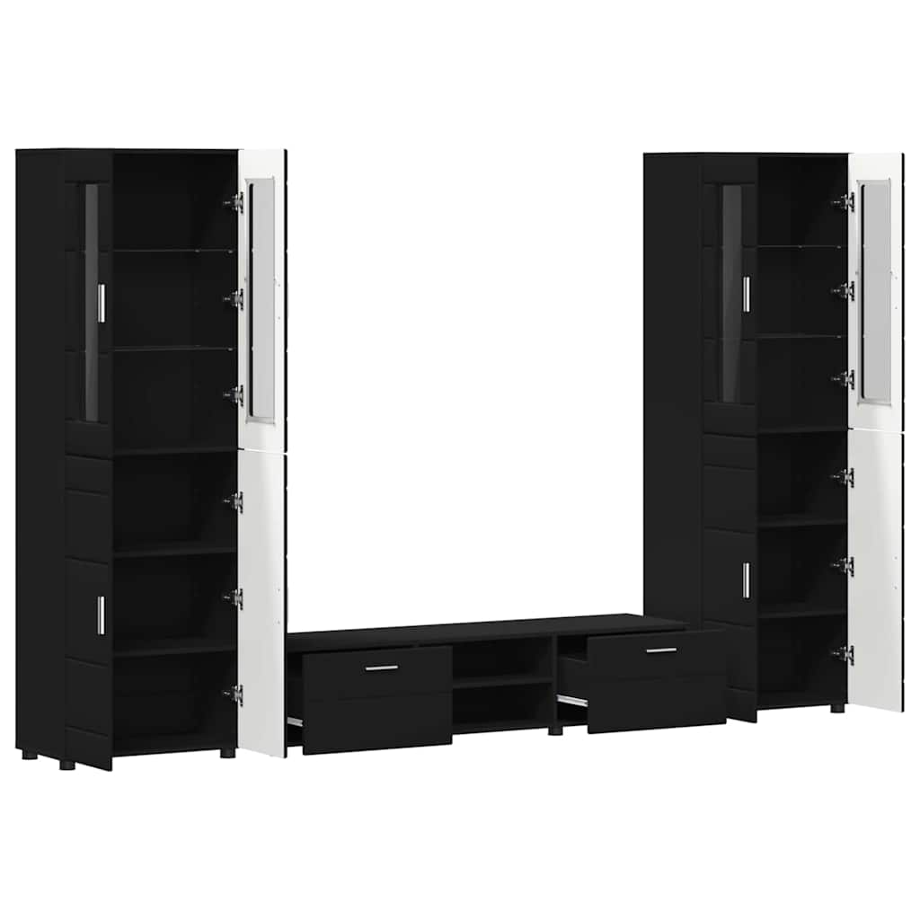 Set mobile TV con cassetto FLORIN 3 pcs Nero Legno multistrato | homemem39