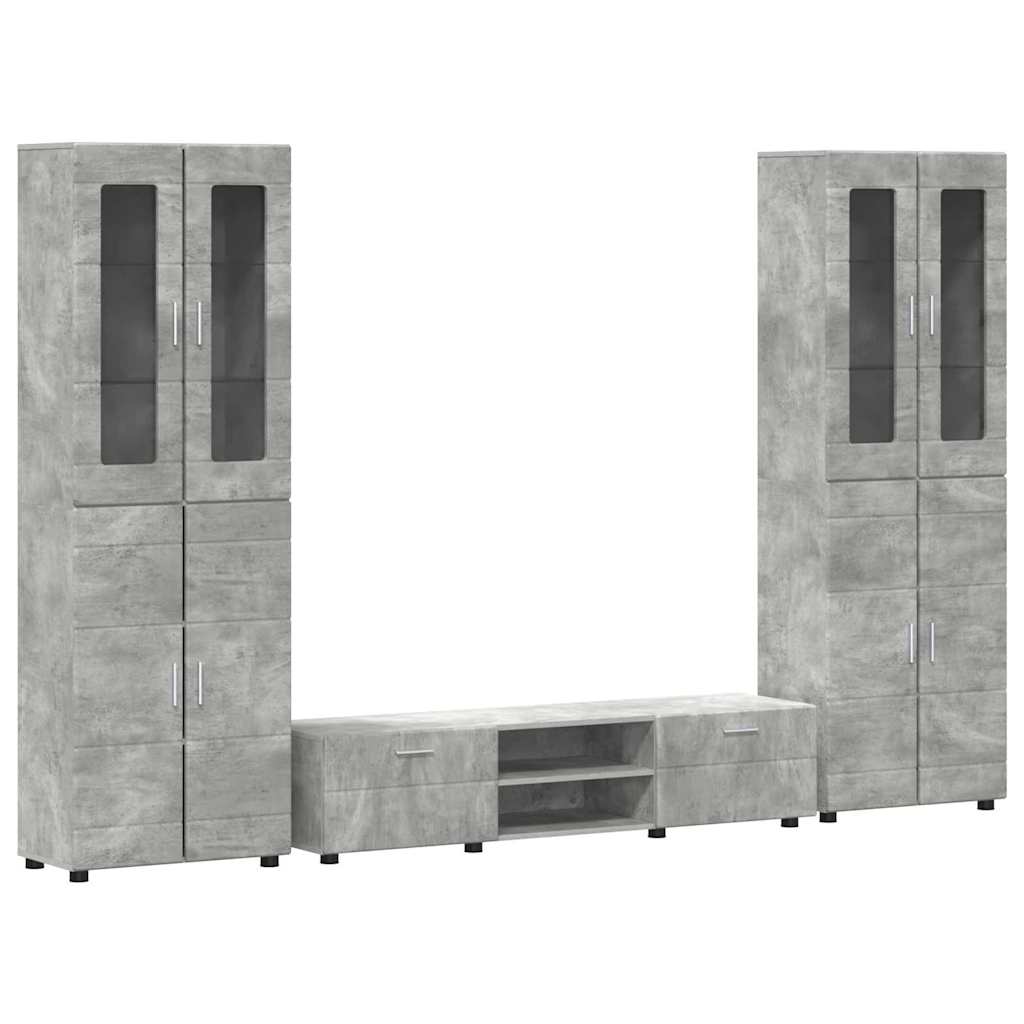 Set mobile TV FLORIN 3 pcs Grigio cemento Legno multistrato | homemem39