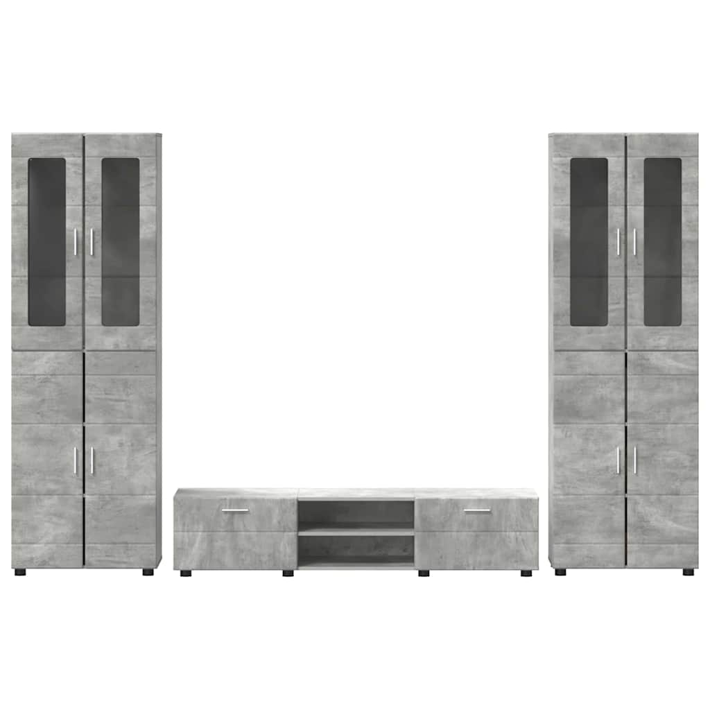 Set mobile TV FLORIN 3 pcs Grigio cemento Legno multistrato | homemem39