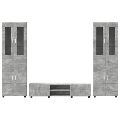Set mobile TV FLORIN 3 pcs Grigio cemento Legno multistrato | homemem39