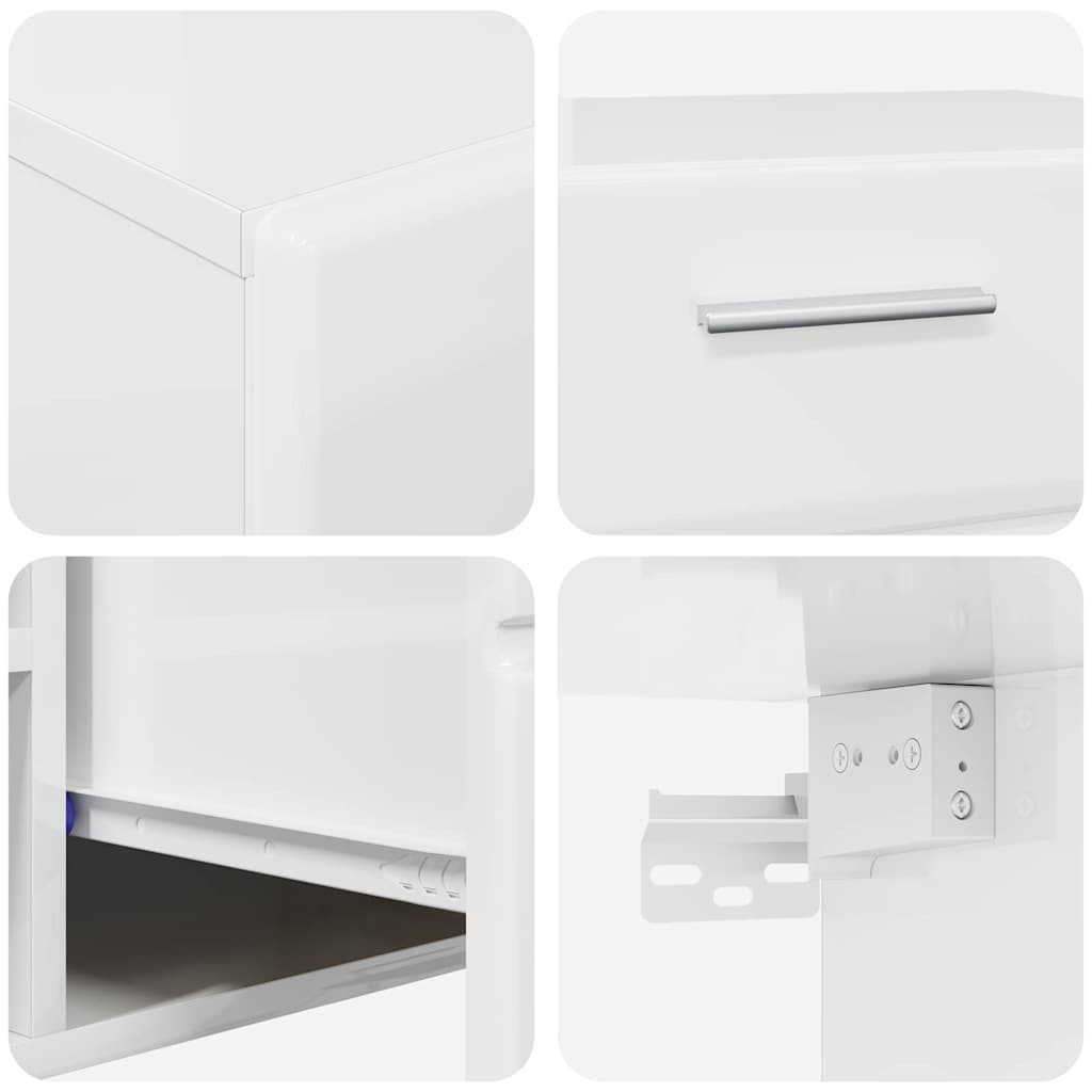 Set mobile TV FLORIN 3 pcs Bianco Lucido Legno multistrato | homemem39