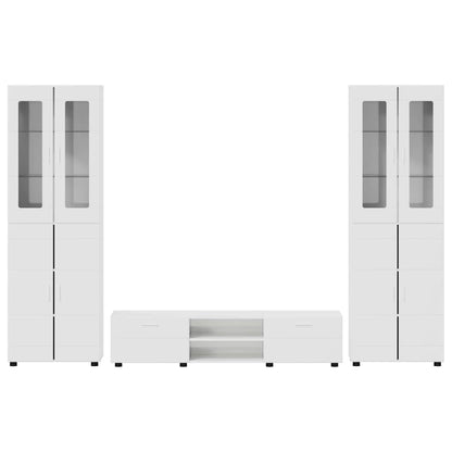 Set mobile TV FLORIN 3 pcs Bianco Lucido Legno multistrato | homemem39
