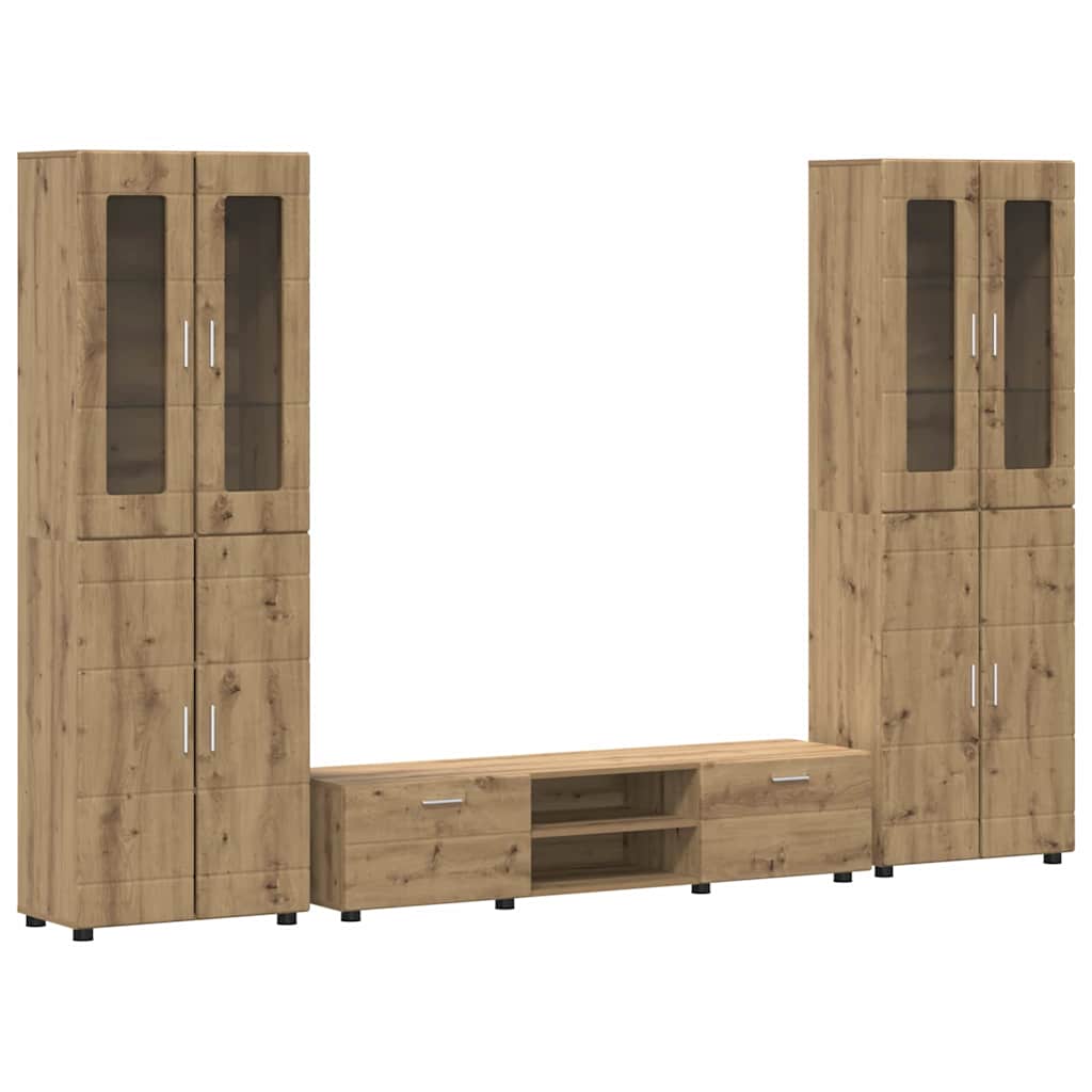 Set mobile TV FLORIN 3 pcs Rovere artigianale Legno multistrato | homemem39