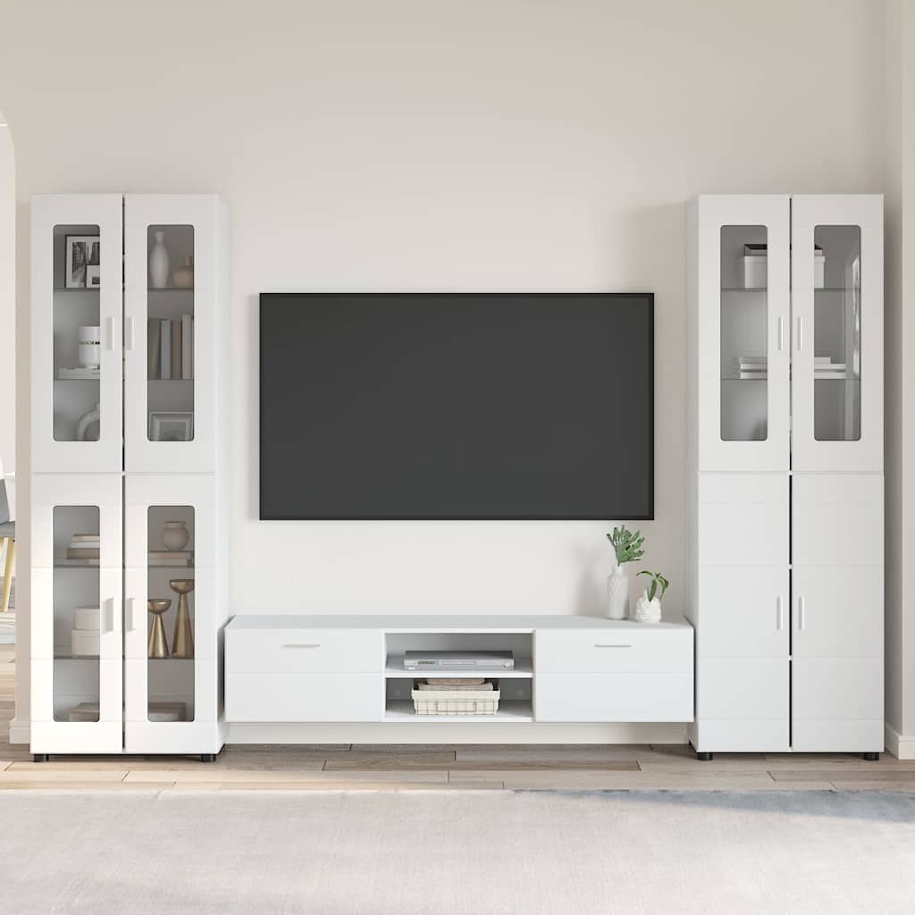 Set mobile TV con porta FLORIN 3 pcs Bianco Legno multistrato | homemem39