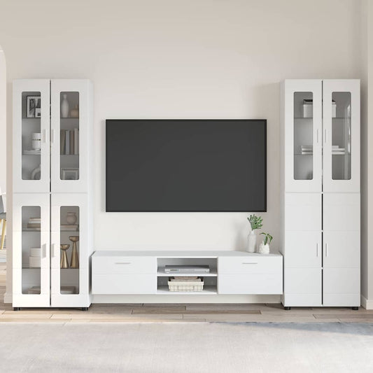 Set mobile TV con porta FLORIN 3 pcs Bianco Legno multistrato