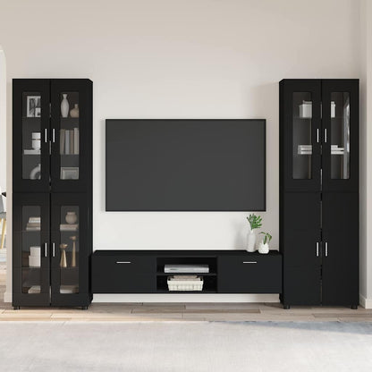 Set mobile TV con cassetto FLORIN 3 pcs Nero Legno multistrato