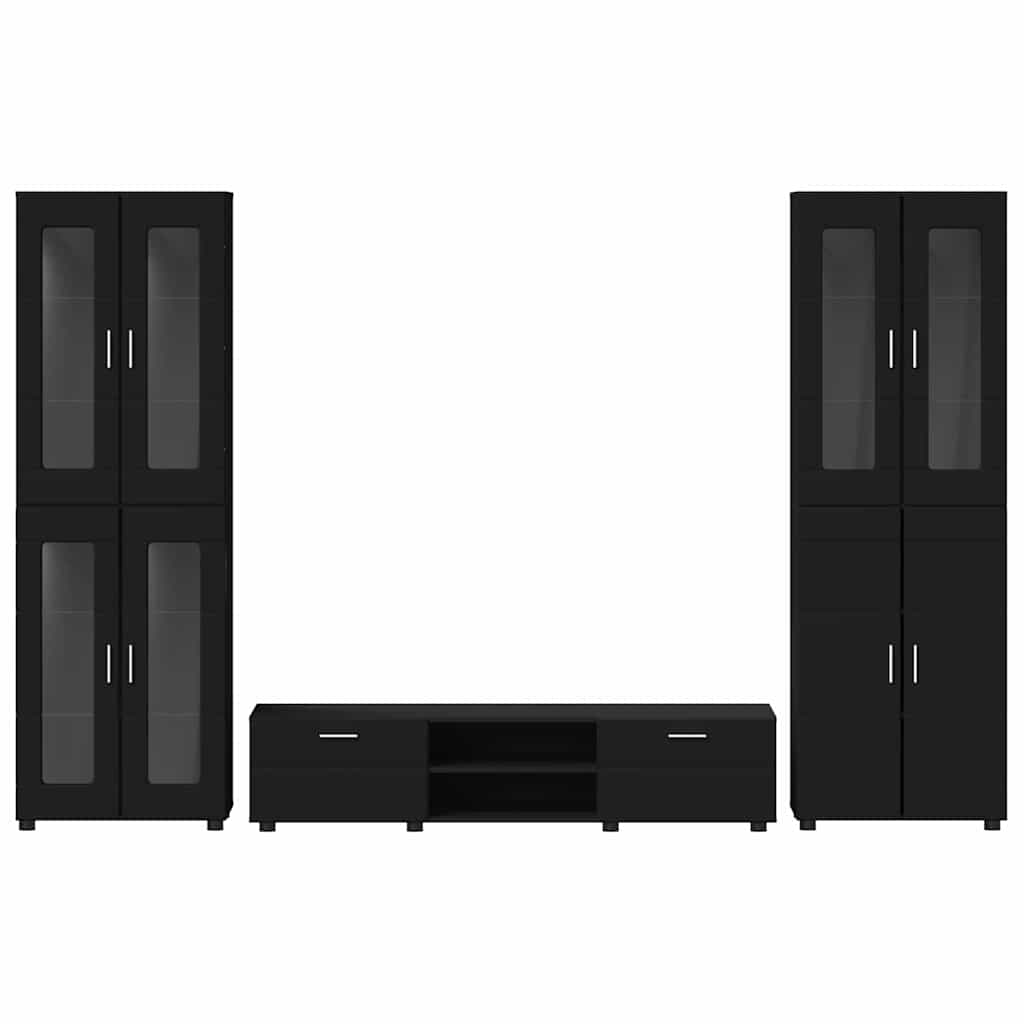 Set mobile TV con cassetto FLORIN 3 pcs Nero Legno multistrato | homemem39
