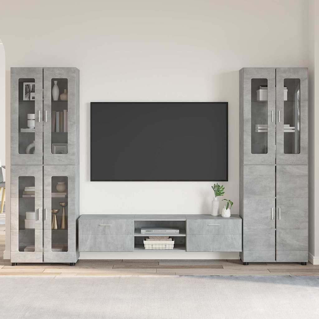 Set mobile TV FLORIN 3 pz Grigio cemento Legno ingegnerizzato
