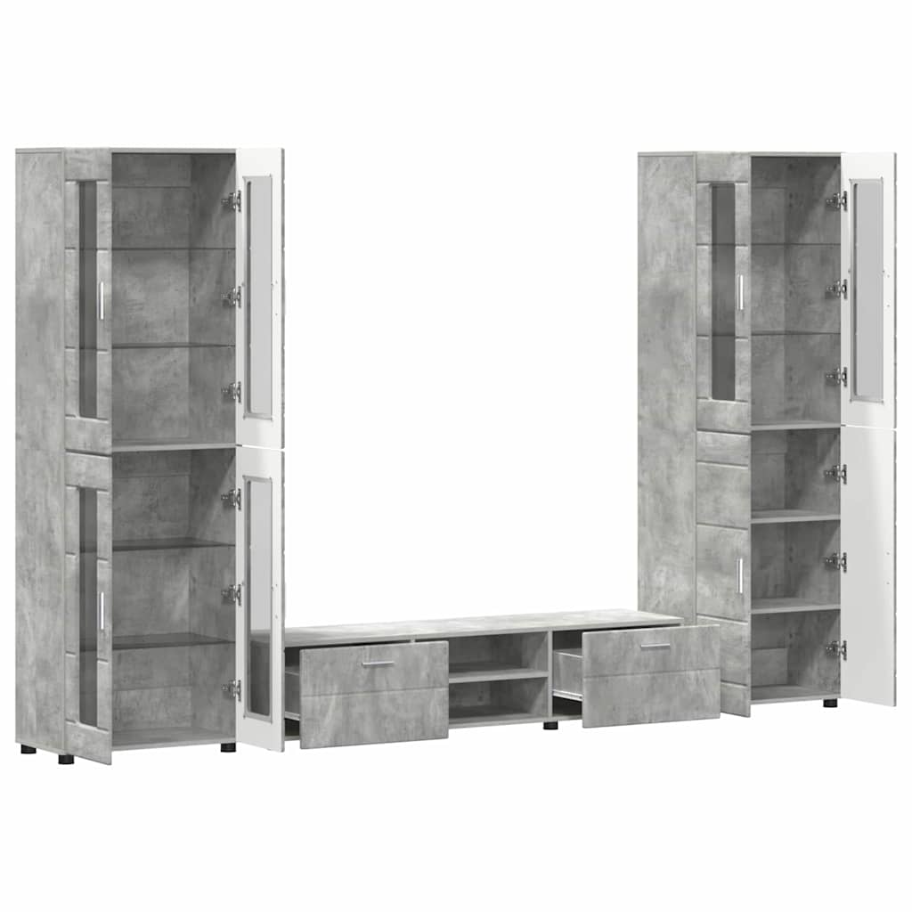 Set mobile TV FLORIN 3 pcs Grigio cemento Legno multistrato | homemem39