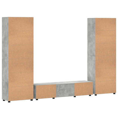 Set mobile TV FLORIN 3 pz Grigio cemento Legno ingegnerizzato