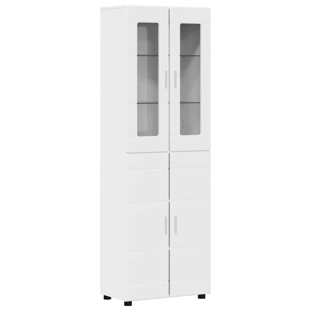 Set mobile TV FLORIN 3 pcs Bianco Lucido Legno multistrato | homemem39