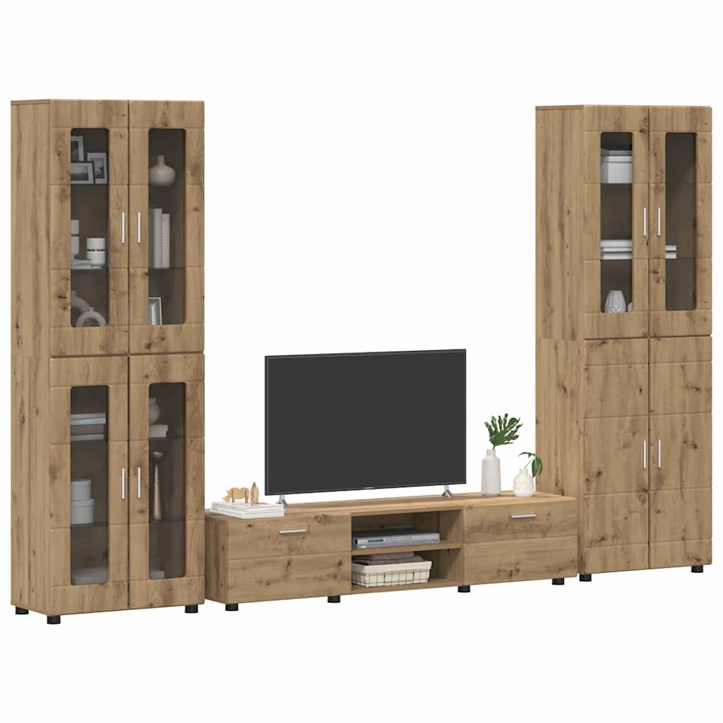 Set mobile TV FLORIN 3 pcs Rovere artigianale Legno multistrato | homemem39