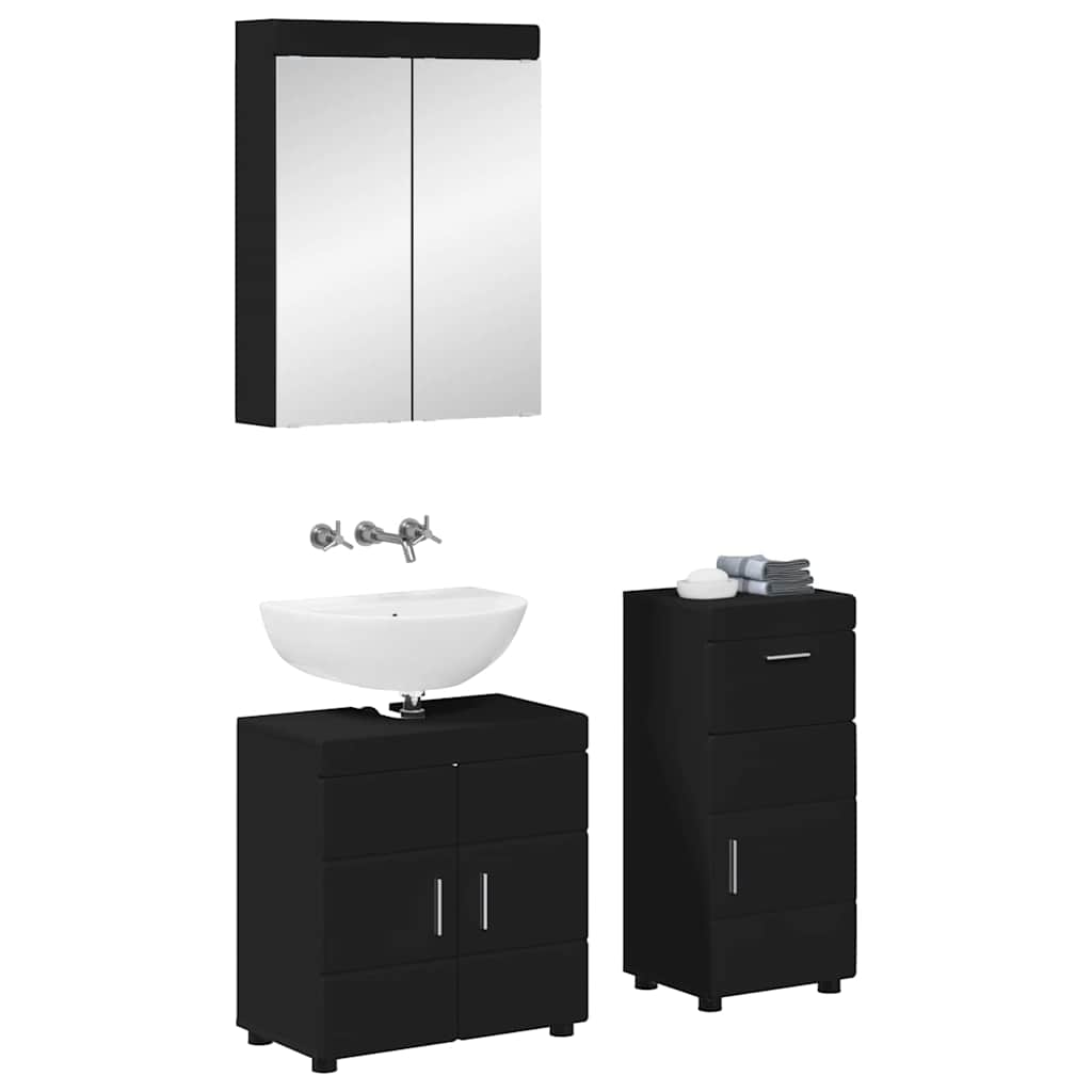 Set di mobili per il bagno TULUM 3 pcs Nero 60 x 34 x 63 cm | homemem39