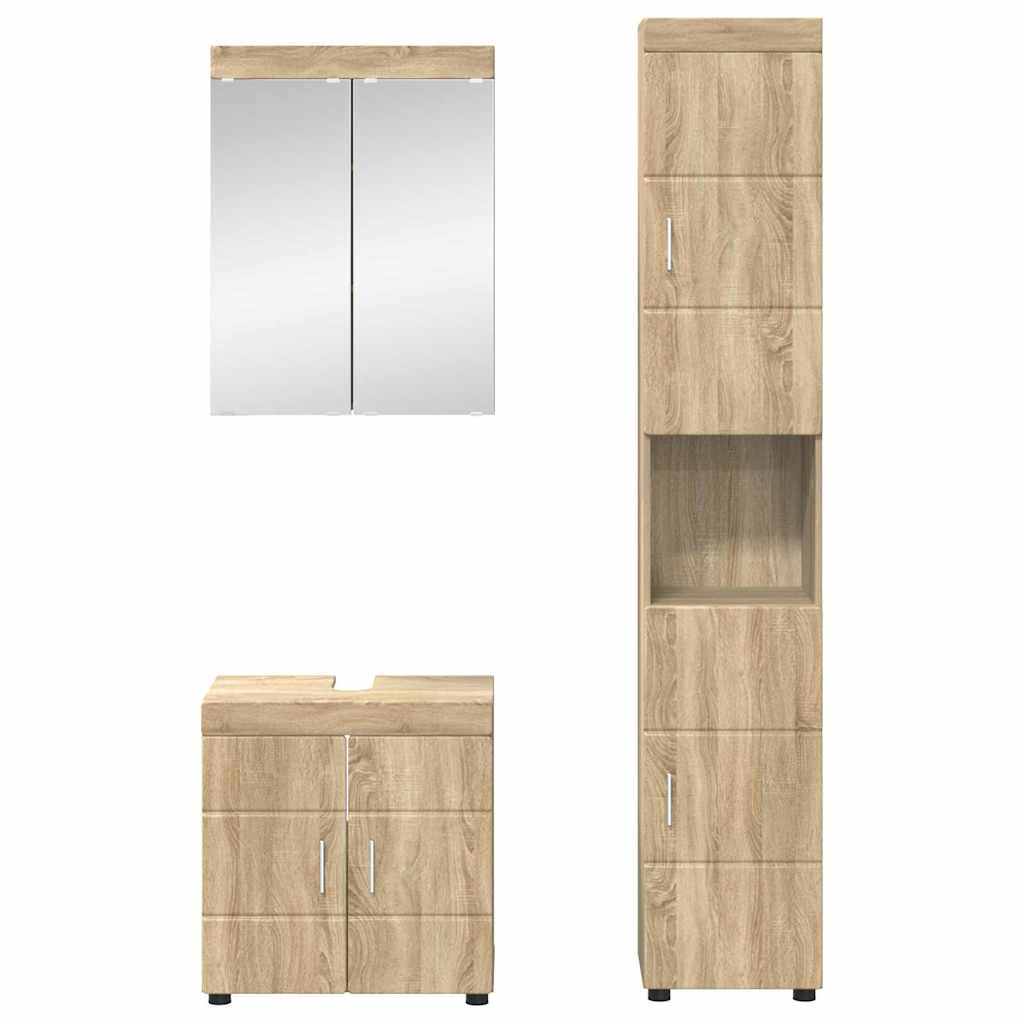 Set di mobili per il bagno TULUM 3 pz Rovere Sonoma