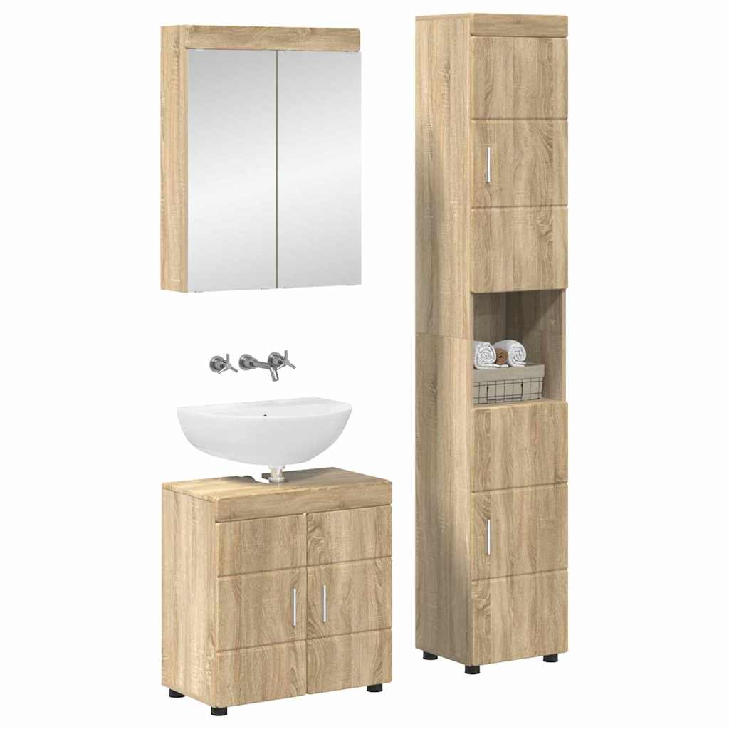 Set di mobili per il bagno TULUM 3 pz Rovere Sonoma