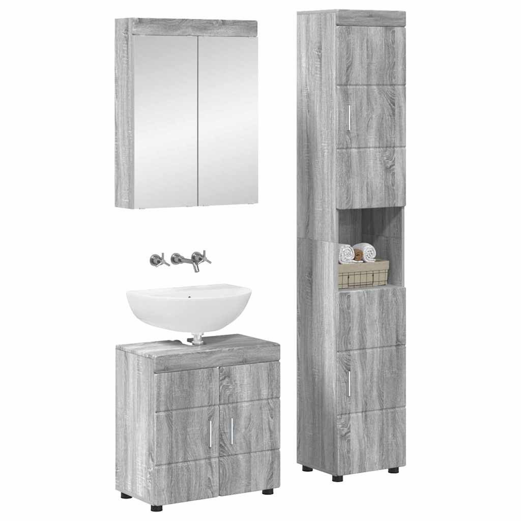 Set di mobili per il bagno TULUM 3 pcs Grigio Sonoma | homemem39