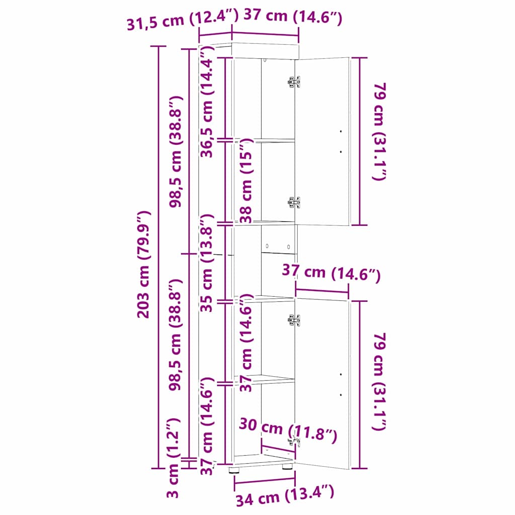 Set di mobili per il bagno TULUM 3 pcs Legno vecchio | homemem39