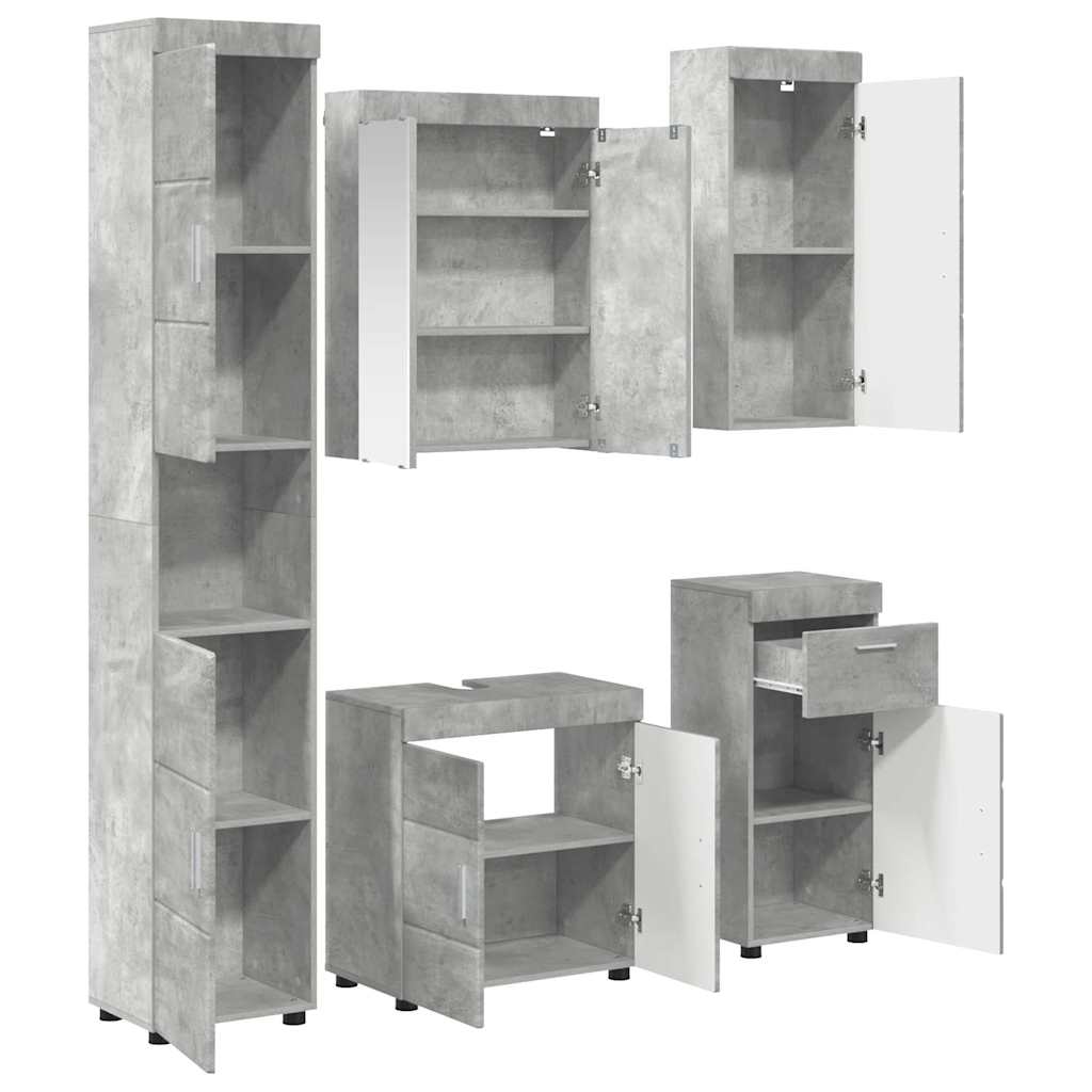 Set di mobili per il bagno TULUM 5 pz Grigio cemento | homemem39