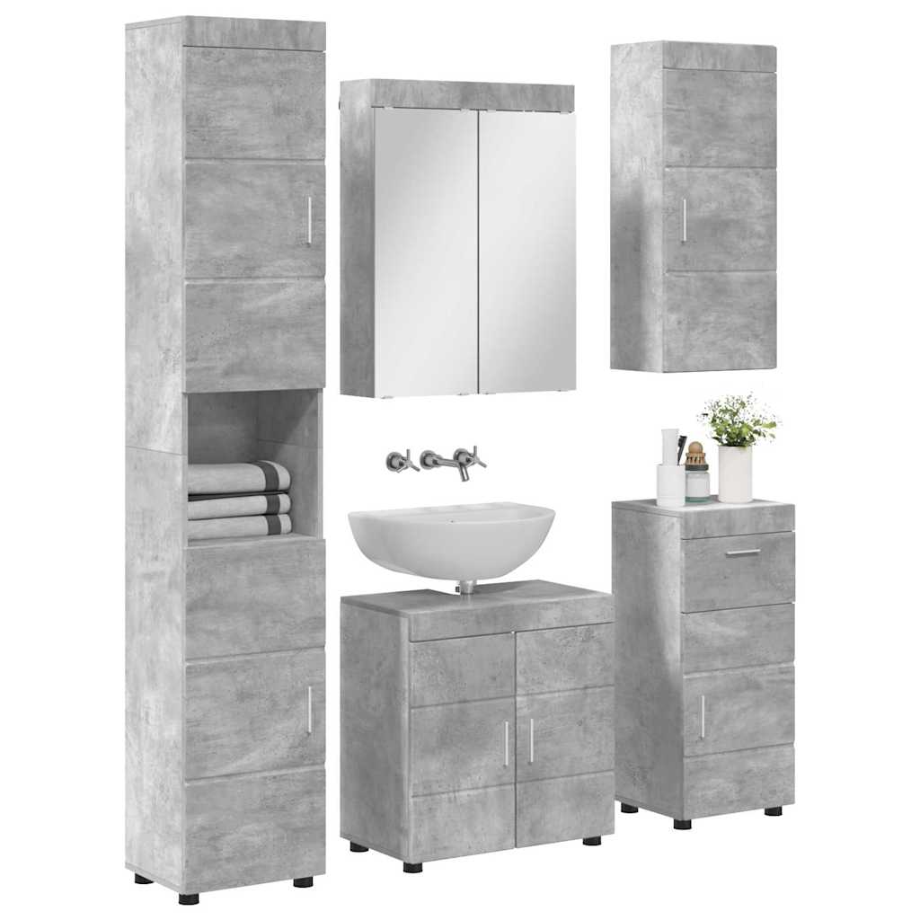 Set di mobili per il bagno TULUM 5 pz Grigio cemento | homemem39
