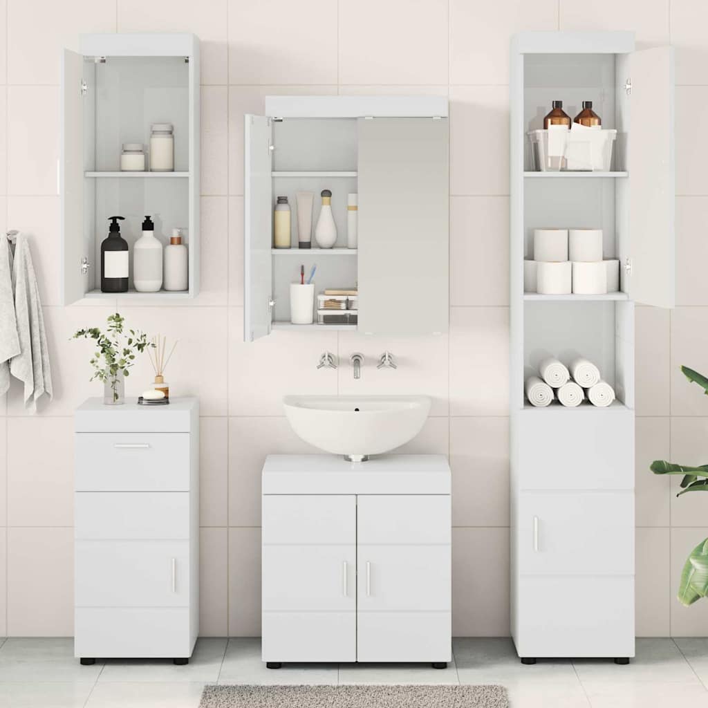 Set di mobili per il bagno TULUM 5 pz Bianco Lucido | homemem39