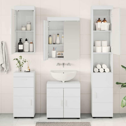 Set di mobili per il bagno TULUM 5 pz Bianco Lucido | homemem39