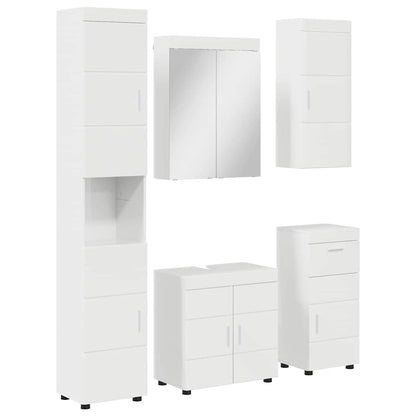 Set di mobili per il bagno TULUM 5 pz Bianco Lucido | homemem39