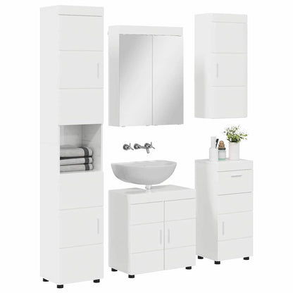 Set di mobili per il bagno TULUM 5 pz Bianco Lucido | homemem39