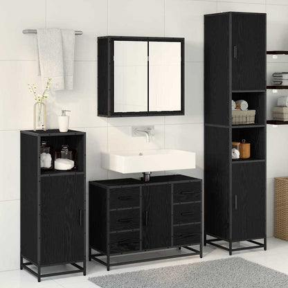Set di mobili per il bagno 4 pcs Rovere Nero Legno multistrato | homemem39