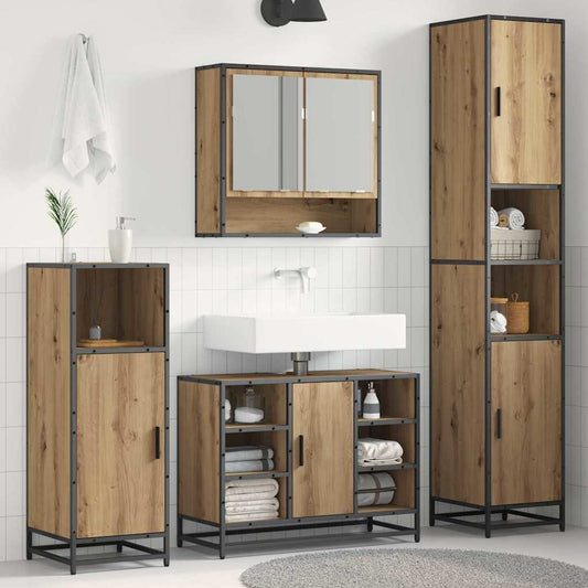 Set di mobili per il bagno con lo scaffale Rovere artigianale