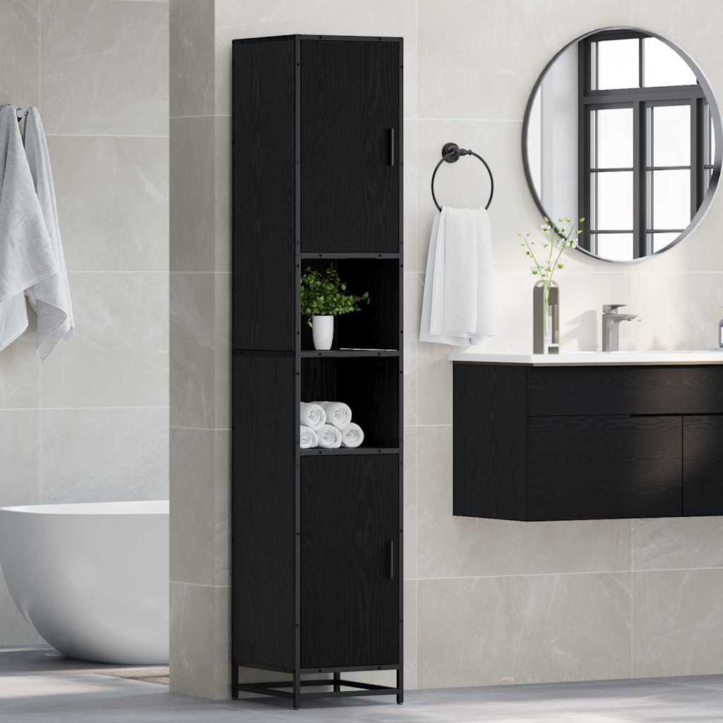 Set di mobili per il bagno Rovere Nero 35 x 37,5 x 188,5 cm | homemem39