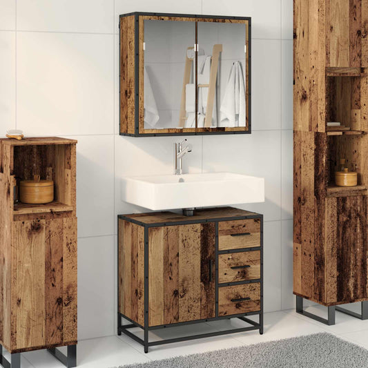 Set di mobili per il bagno con cassetto 2 pcs Legno vecchio