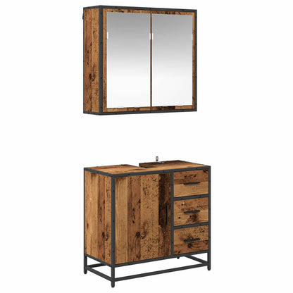 Set di mobili per il bagno con cassetto 2 pcs Legno vecchio | homemem39