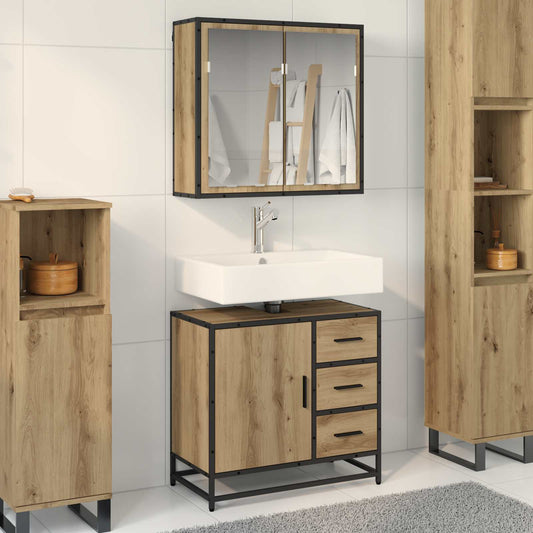 Set di mobili per il bagno con porta 2 pcs Rovere artigianale