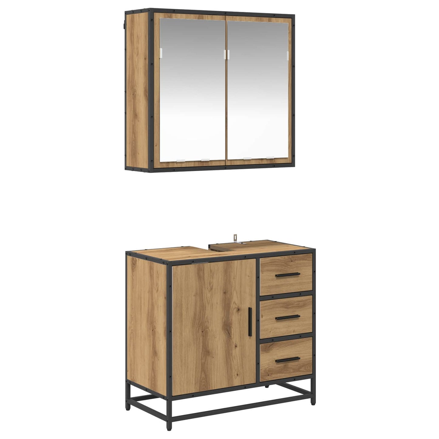 Set di mobili per il bagno con porta 2 pcs Rovere artigianale | homemem39