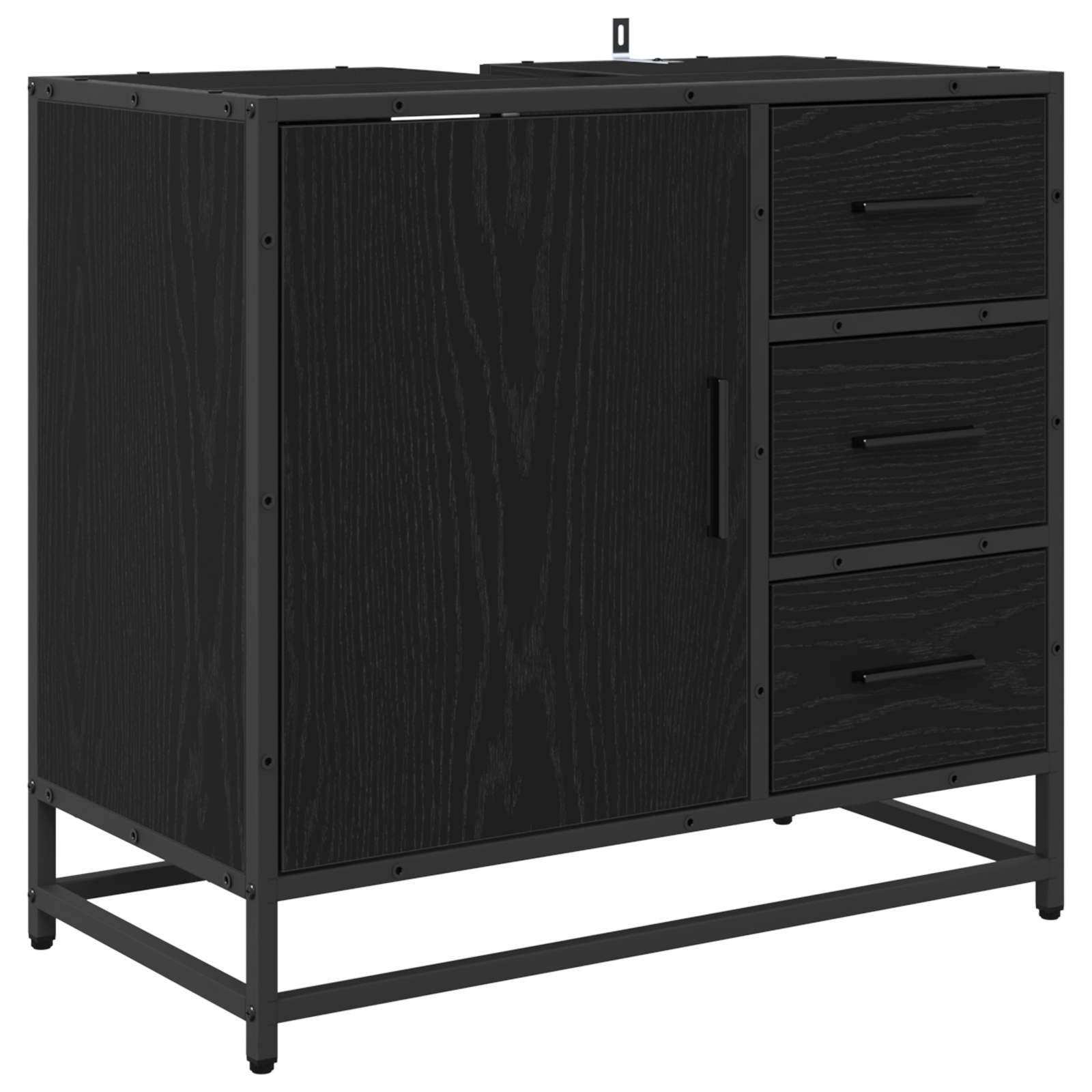 Set di mobili per il bagno 2 pcs Rovere nero Legno multistrato | homemem39