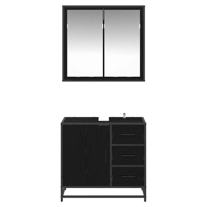 Set di mobili per il bagno 2 pcs Rovere nero Legno multistrato | homemem39