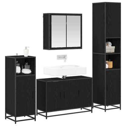 Set di mobili per il bagno 4 pcs Rovere Nero Legno multistrato | homemem39