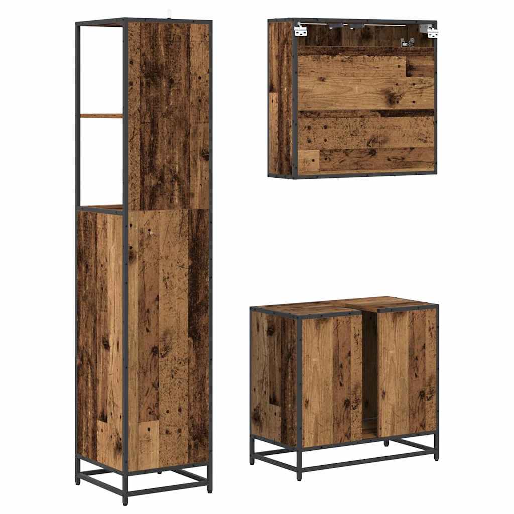 Set di mobili per il bagno con cassetto 3 pcs Legno vecchio | homemem39