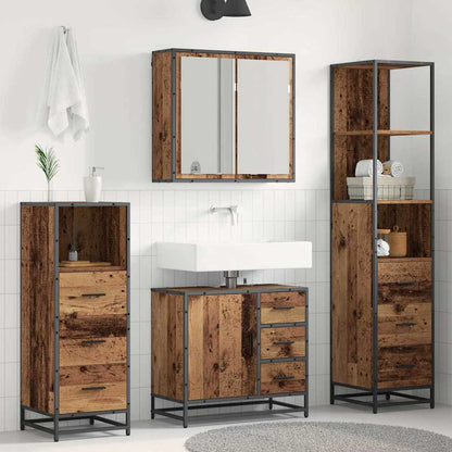 Set di mobili per il bagno con cassetto 4 pcs Legno vecchio | homemem39