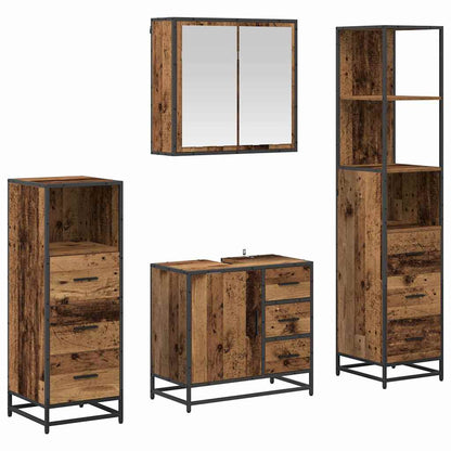 Set di mobili per il bagno con cassetto 4 pcs Legno vecchio | homemem39