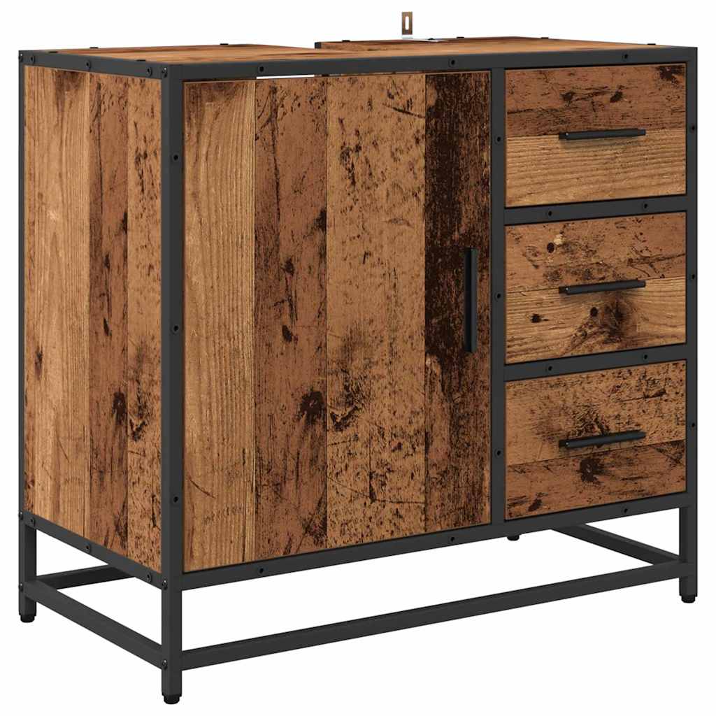 Set di mobili per il bagno con cassetto 4 pcs Legno vecchio | homemem39