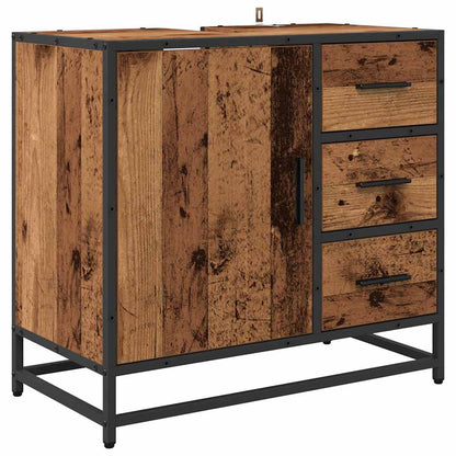 Set di mobili per il bagno con cassetto 4 pcs Legno vecchio | homemem39
