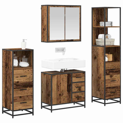 Set di mobili per il bagno con cassetto 4 pcs Legno vecchio | homemem39