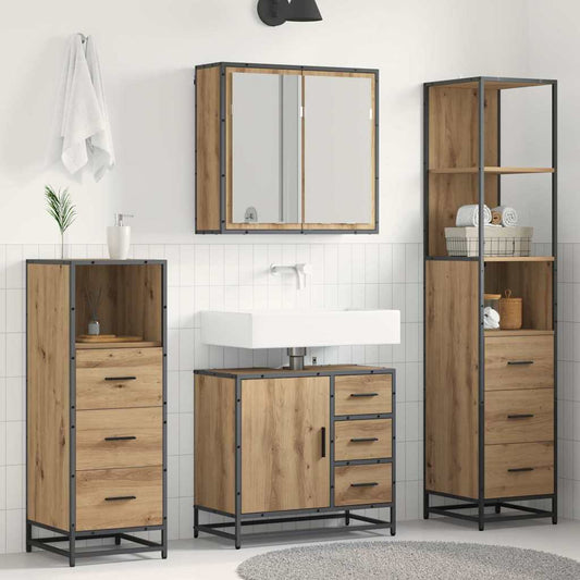 Set di mobili per il bagno 4 pz Rovere artigianale | homemem39
