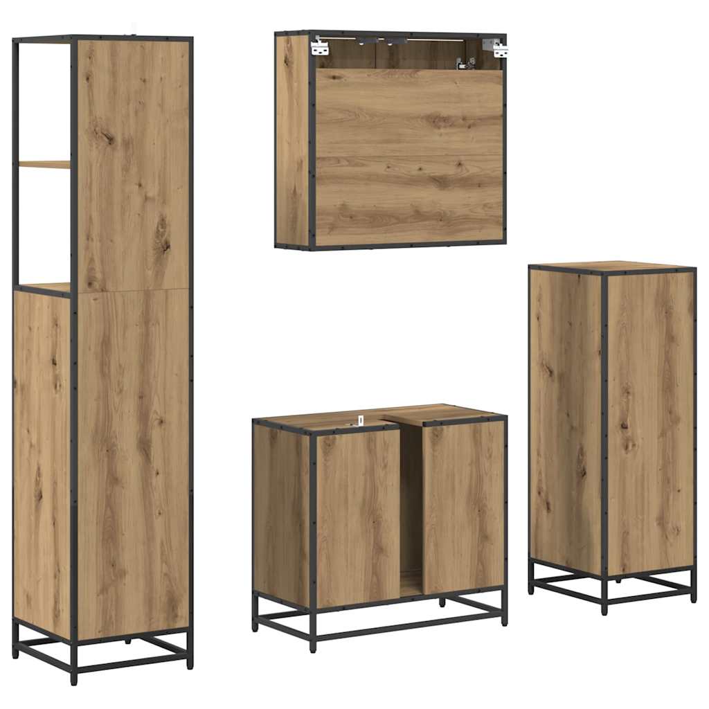 Set di mobili per il bagno 4 pz Rovere artigianale | homemem39