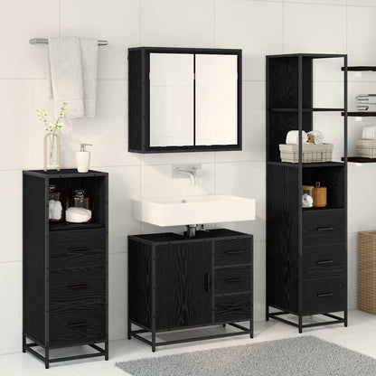Set di mobili per il bagno 4 pcs Rovere Nero Legno multistrato | homemem39