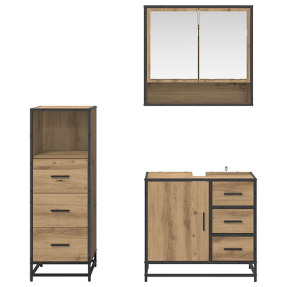 Set di mobili per il bagno 3 pz Rovere artigianale | homemem39
