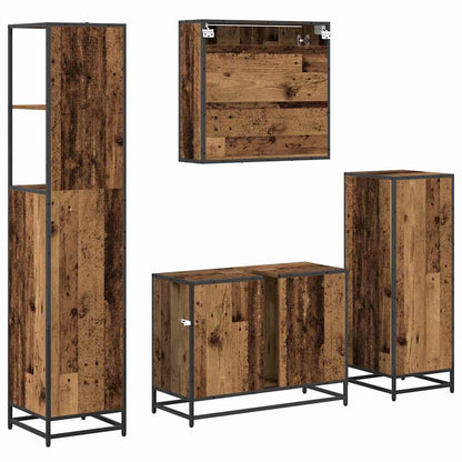 Set di mobili per il bagno con cassetto 4 pcs Legno vecchio | homemem39